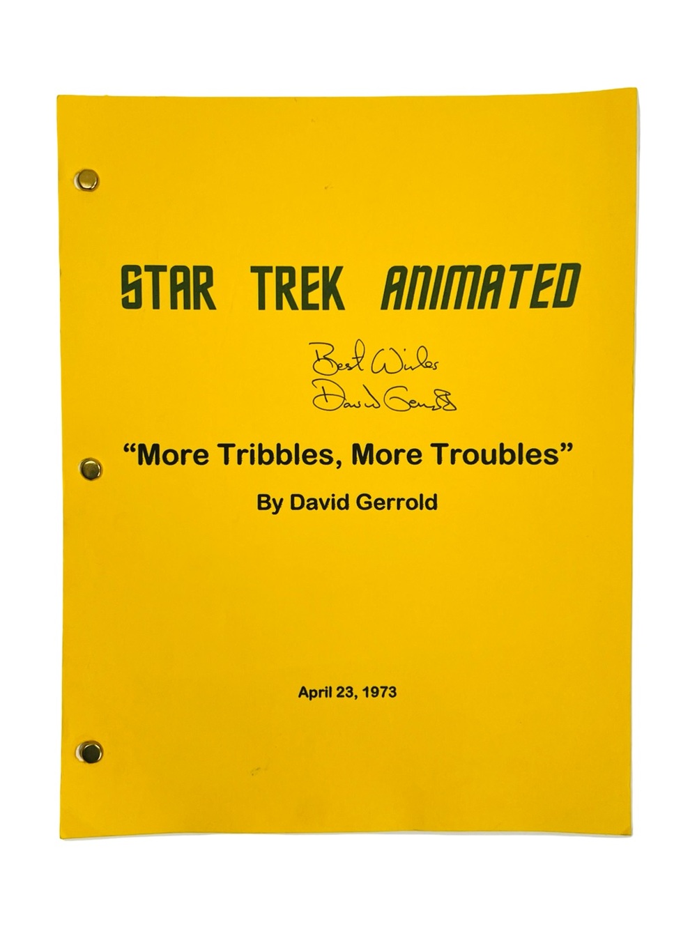 Star Trek Animated Script SIGNED David Gerrold “Tribbles”